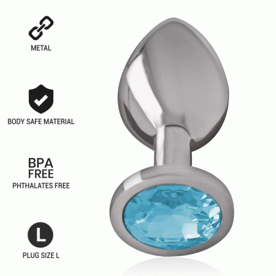 Intense - Plug Anal En Métal Aluminium Avec Cristal Bleu Taille L 2